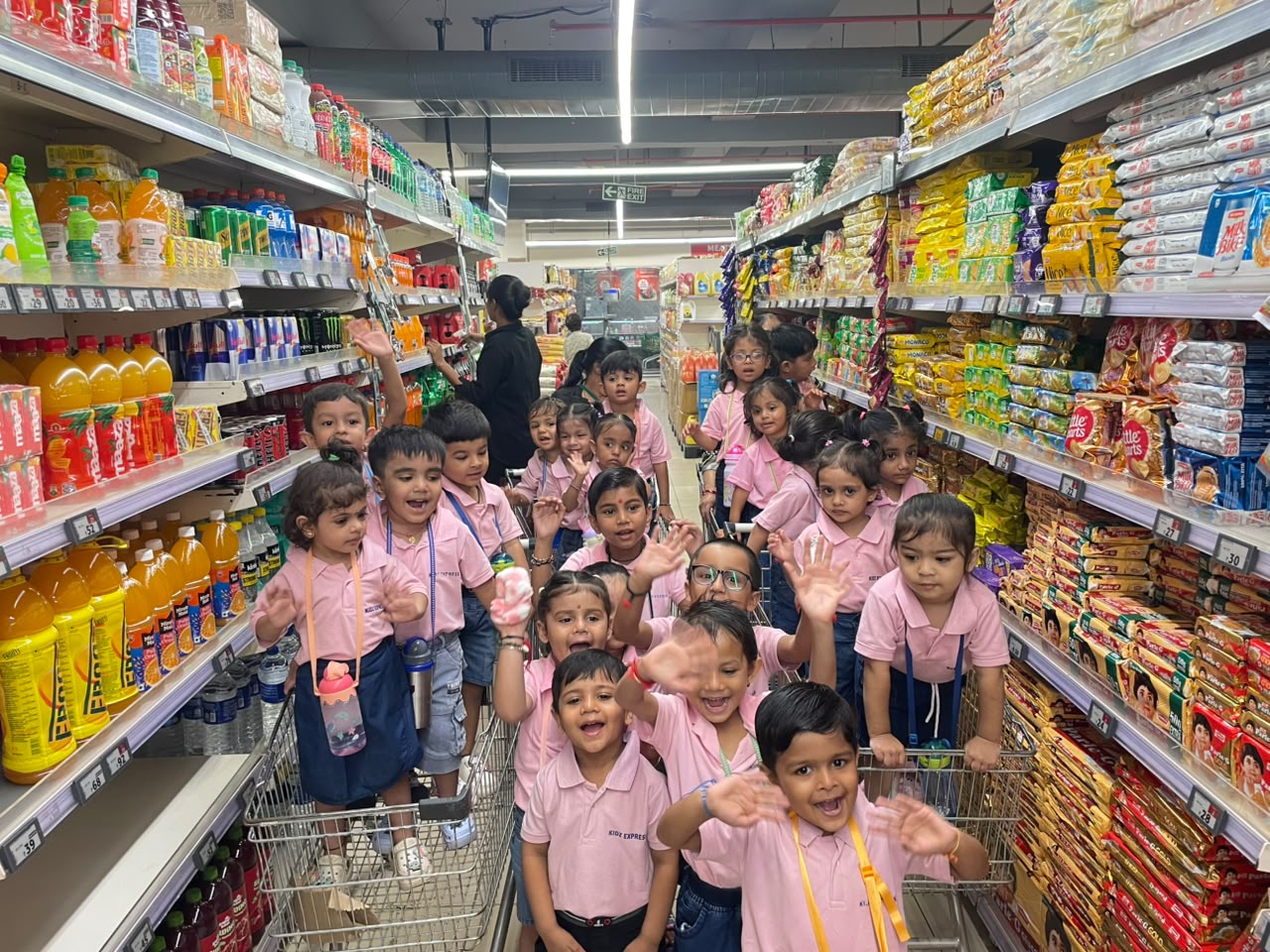 Preschoolers learning about everyday items on a supermarket visit