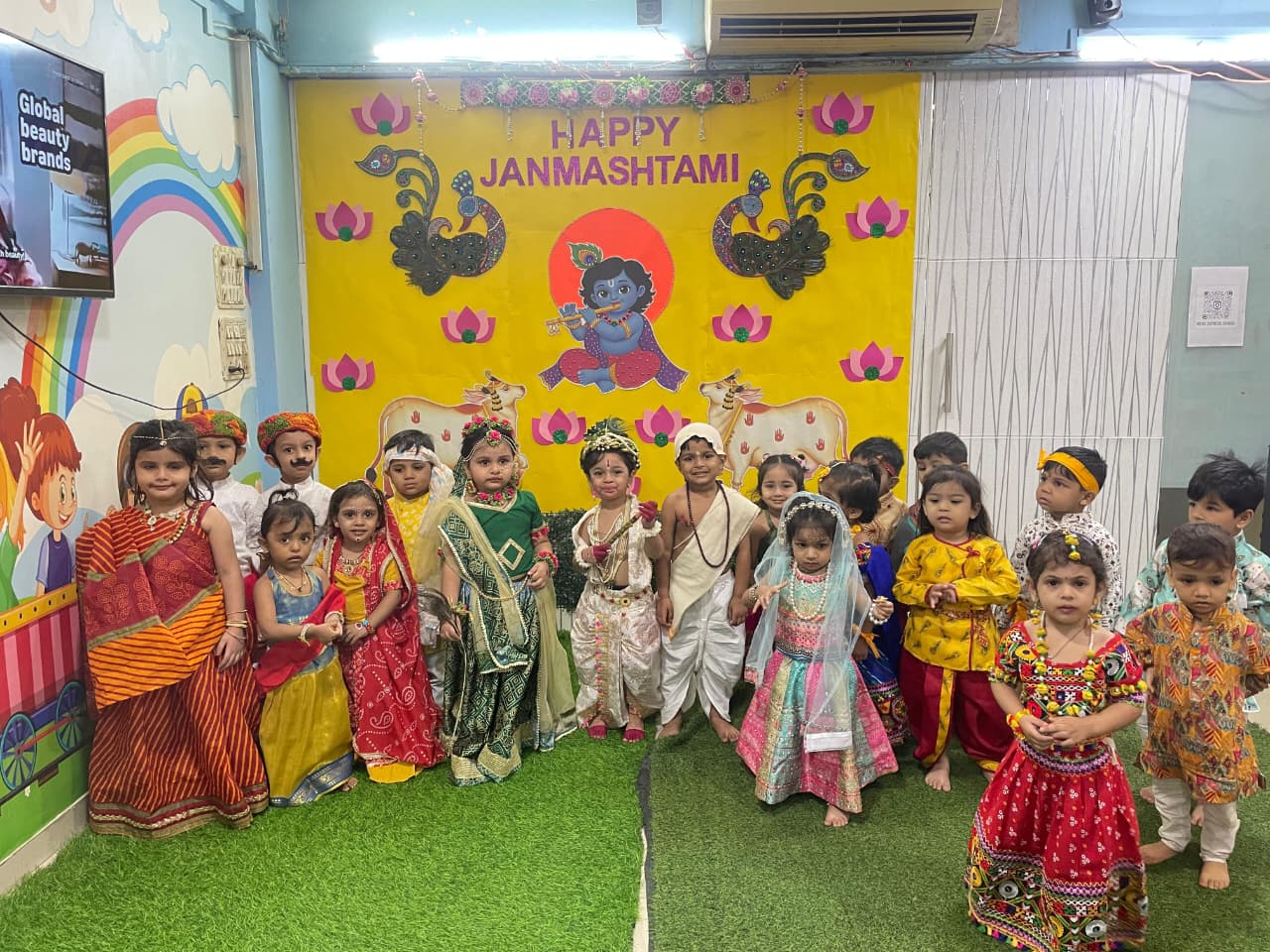 Children dressed up for Janmashtami celebration