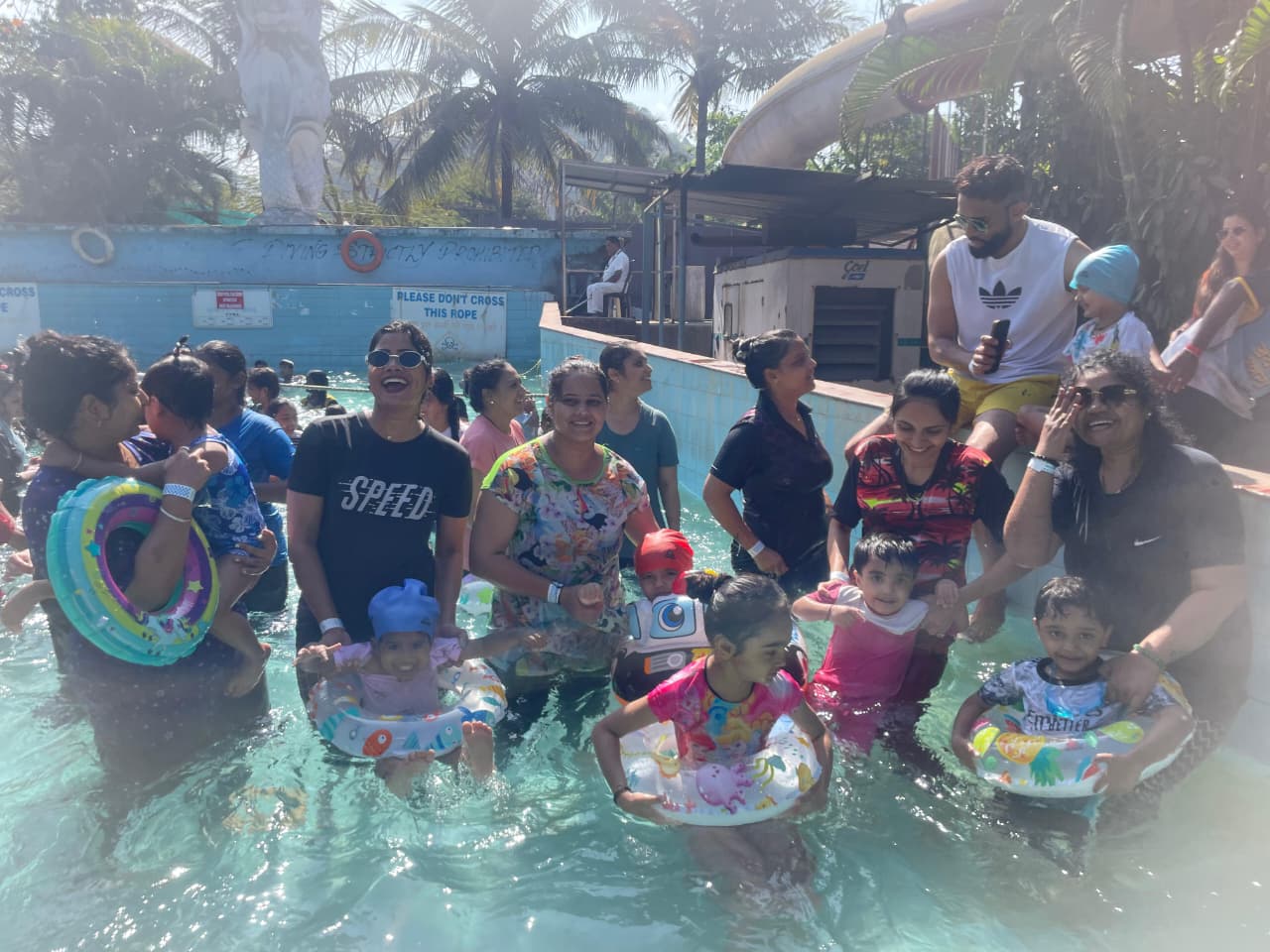 Pool party with children and parents