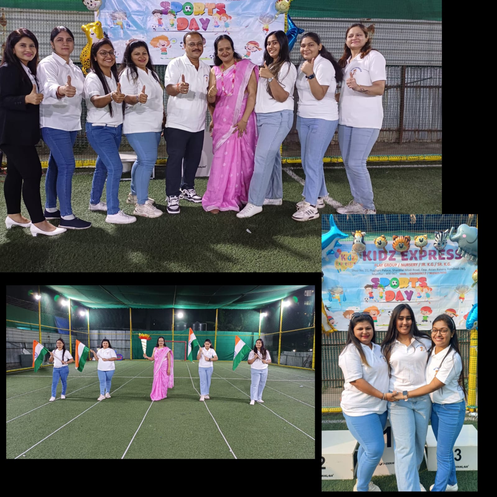 Collage of teachers at Sports Day