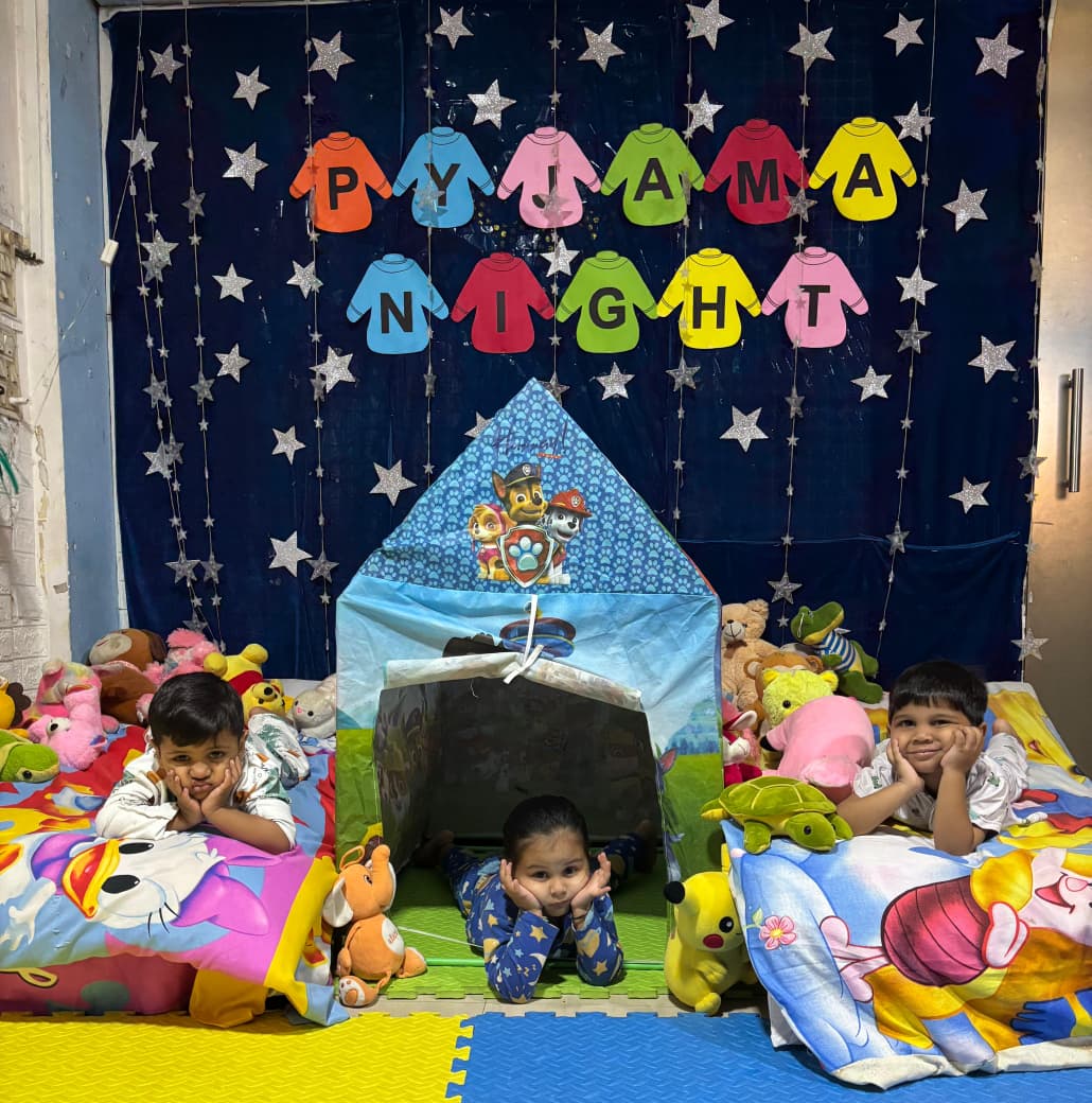 Children enjoying a cosy pyjama night storytelling session